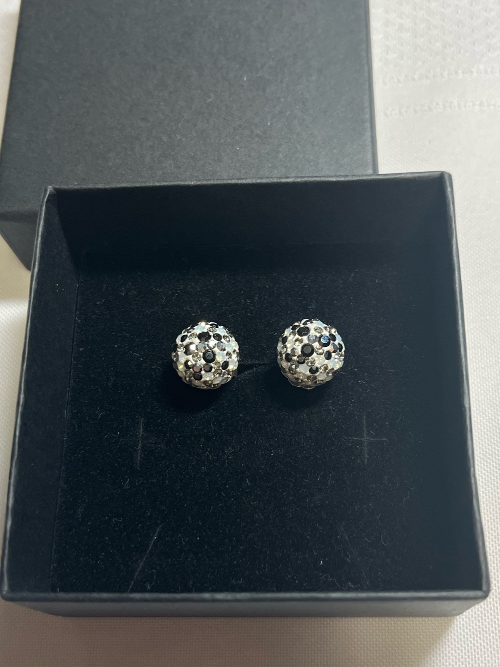 Hillberg & Berk salt and pepper sparkle ball stud earrings